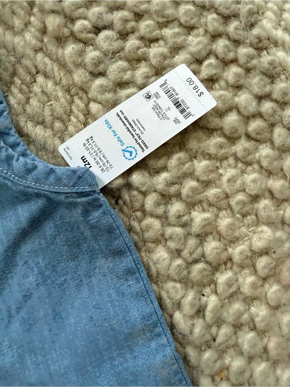 Carter's Blue Denim Button-Front Baby Romper nwt gender, neutral 12 mo